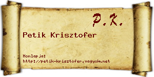 Petik Krisztofer névjegykártya